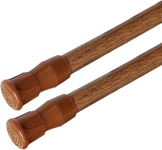 AIZESI Spring Tension Curtain Rods Short Tension Rod (Wood, 16" to 28"-2Pcs, Optimum Scope of Application 16 to 24 inch, Can't Hang Heavy Curtains)