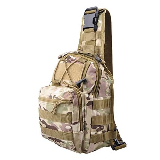 Qcute Tactical Backpack, Waterproof Military Cross-body Molle Sling Shoulder Backpack Chest Bag for Outdoor Every Day Carry (CP camouflage)