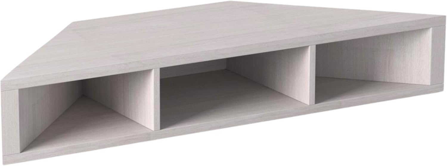 24/7 Shop at Home French 47 inch Modern Floating TV Stand with Storage, Floating Corner Shelf for Wall, Wood Entertainment Center with Shelves for Living Room, Bedroom, Family, White Oak