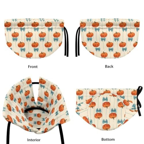 Image of Fall Pumpkin Tea Cosy for Kitchen Keep Warm Blue Bow Tea Kettle Dust Cover for Home Party Easy to Install Teapot Covers Gift for Fall