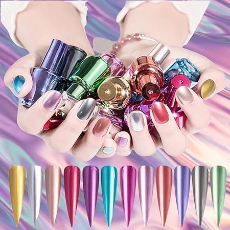 Smalto Metallico A 12 Colori Effetto Specchio Magico Nail Art Smalto