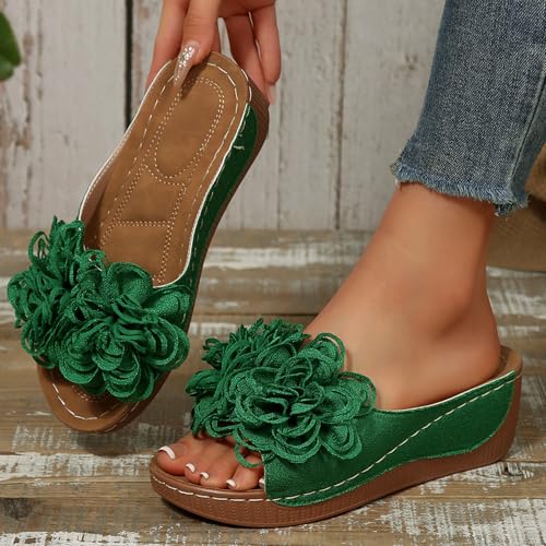 Womens Summer Beach Wedge Sandals Ladies Flowers Orthopedic Open Toe Dressy Slides Platform Comfortable Casual Floral Boho Sandals3