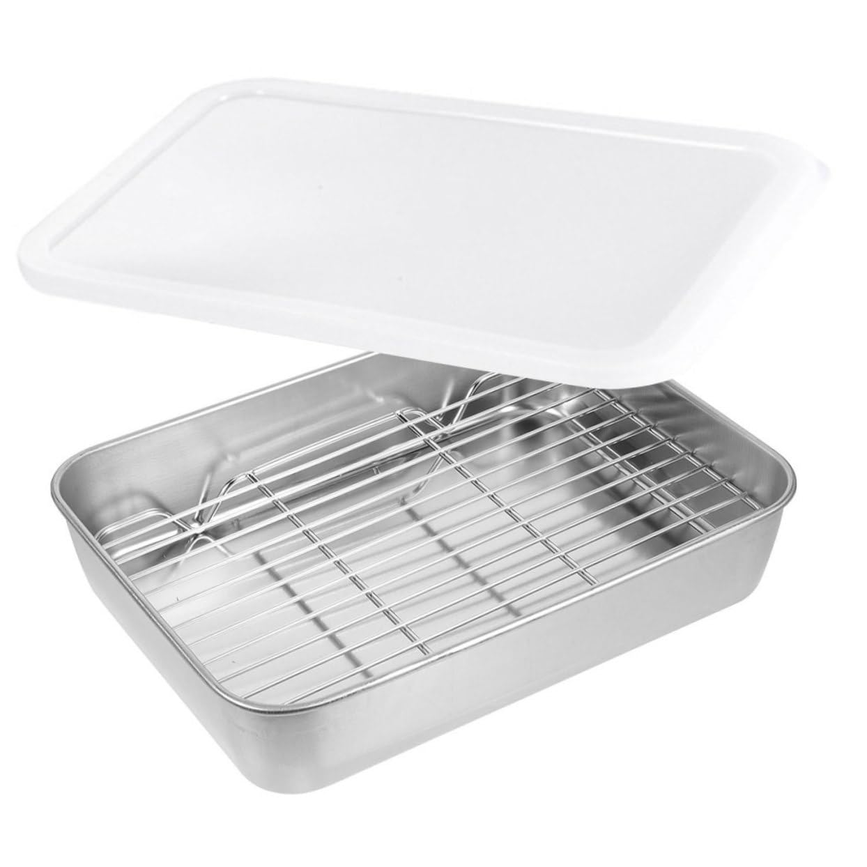 DECHOUS 1 Set Stainless Steel Bakeware Stainless Steel Cookie Pan Roasting Rack Roasting Tray with Rack Oven Tray Wire Rack Baking Pan Oven Roasting Pan Pans Fridge Food Pan Grill Biscuit