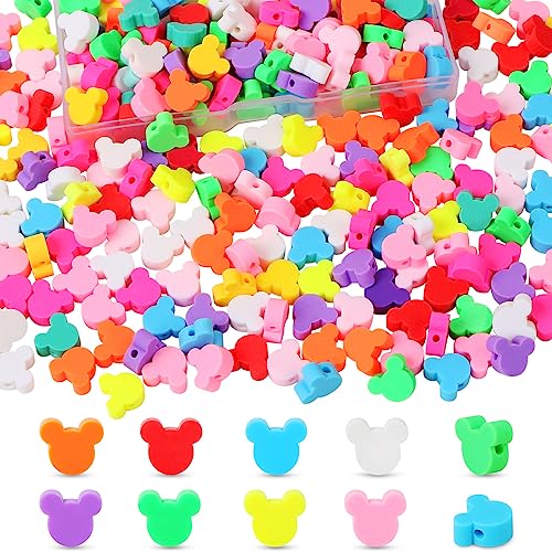 300 Pcs Bear Head Beads for Jewelry Making EVERMARKET Bear Polymer Clay Beads Bulk 10mm Beads with Box Cute Spacer Loose Beads for DIY Crafts Key Chains Bracelet (300)