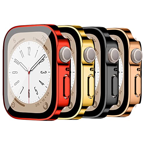 Cases with Screen Protector for Apple Watch Case 40mm 42mm 44mm 41mm 45mm 46mm with Built-in Tempered Glass Film Screen Protector