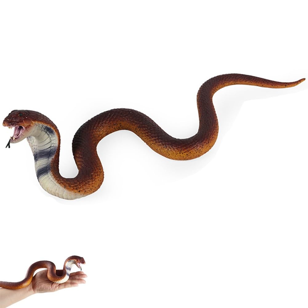 Toy Snakes for Kids Realistic, Soft Rubber Snake for Halloween Decoration, Realistic Cobra Style Fake Snakes, Fun Reptile Animal Props, Stress Relief Gag Toys