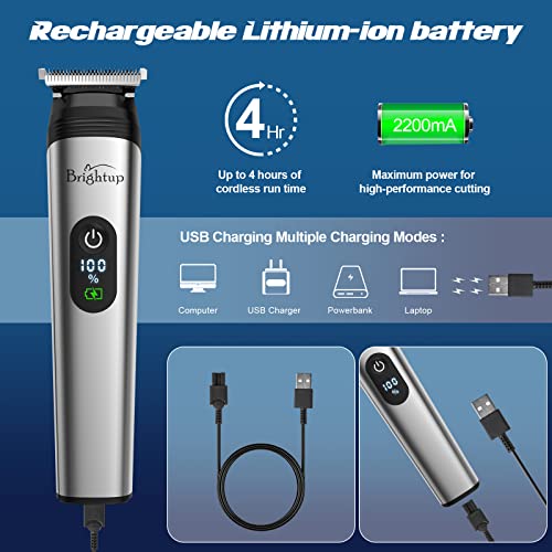 Brightup Barttrimmer Herren, Bartschneider für Männer, IPX7 wasserdichte Haarschneidemaschine Haartrimmer für Bart, Kopf, Körper, Leiste und Gesicht, Elektrischer Rasierer, YH-7282