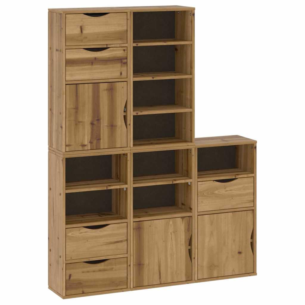 Szafki pomocnicze 5 szt. Komody ODDA szafa na ubrania do salonu biura 40 x 24 x 79 cm lite drewno sosnowe