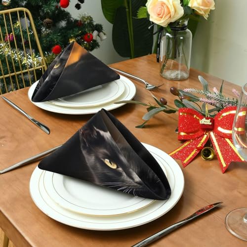 Servilletas de tela Black Cat set x6 cuadrados miniatura 3