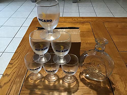 LOT DE 6 VERRES BALLON 17 cl ET CARAFE RICARD by RICARD