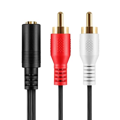 Miniatura 5 de Adaptador de cable de audio estéreo de 0.138 in a RCA, hembra a macho, conector auxiliar bidireccional AUX para auriculares, divisor en Y a