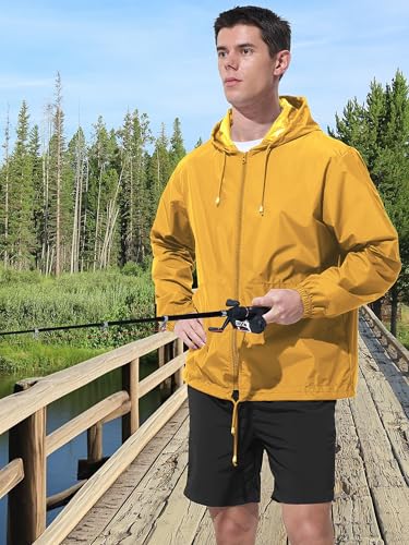 Image of UIQUR Mens Rain Jacket Raincoat Windbreaker Running Waterproof Lightweight Packable with Hood Travel Hiking Cycling
