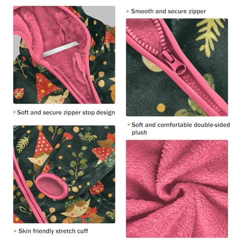 Forest Elves and Leaves Girls Fleece Jacket Girls Fall Jacket Girl Coats Zip Up Hoodie Children Sherpa Warm Outerwear 2-10T3