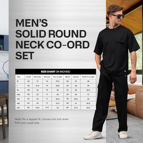 Image of YHA Casual Oversize Round Neck Gents TrackSuit Stylish Summer Half Sleeves Mens Cord Set With Full Pant Lightweight Breathable Polycotton Fabric Co-ord Sets For Men