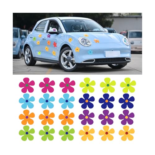 Image of Zpana Car Flower Magnet Decals, 24PCS Magnetic Funny Stickers for Vehicle Bumper Mirror Window, Cute Automotive Exterior Retro Decoration Accessories, Universal for SUV, Truck, RV(Style A)