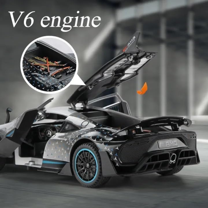 Image of SPITEN MERECEDES AMG ONE 1:24 Diecast Scale Model Metal Pull Back Toy car for Kids with Openable Doors & Light, Music Toy Vehicle for Kids - Colors as Per Stock