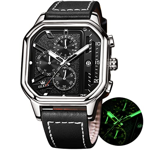 Image of OLEVS Square Watches for Men Chronograph Fashion Business Watch Luminous Waterproof Casual Wrist Watches