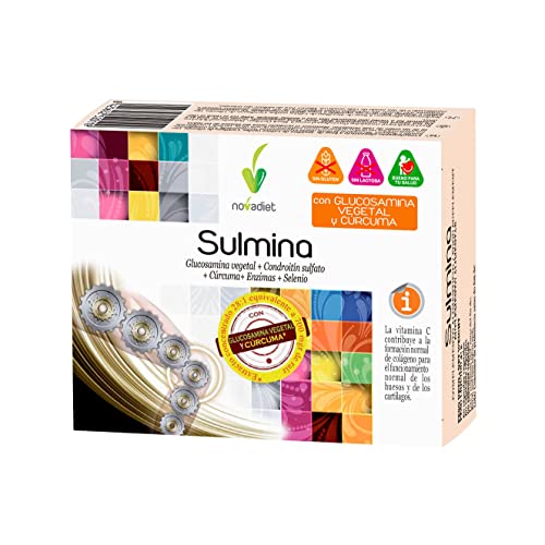 Novadiet - SULMINA Cápsulas con Glucosamina Vegetal, Condroitín Sulfato, Cúrcuma, Enzimas y...