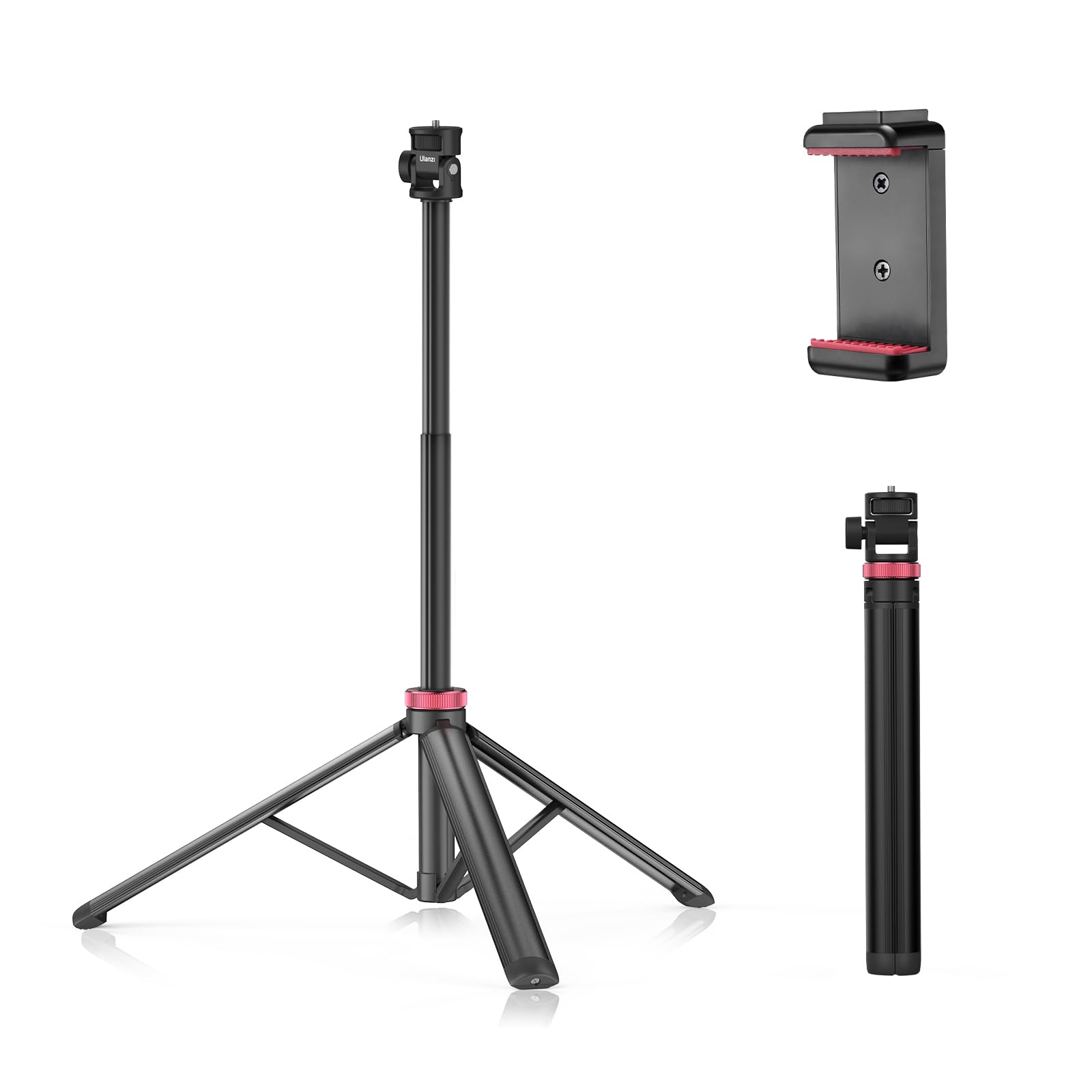 ULANZI MT-79 Extendable Tripod Aluminum, 81" Portable Adjustable Light Stand with 1/4" Screw, 360° Ball Head Camera Phone Tripod for Camera Video Light Smartphone, w ST-07 Phone Mount-image-29