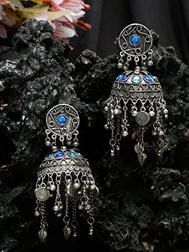 Celebrity Inspired Oxidised Silver Jhumki Earrings