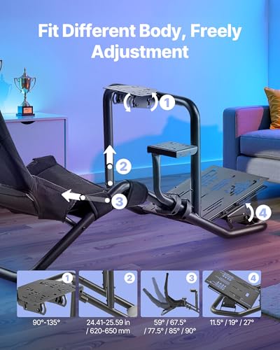 Image of VEVOR Racing Wheel Stand, Heavy-Duty Integrated Simulator Cockpit Steering Stand, Fit Logitech G25,G27,G29,G920,G923, Thrustmaster T300RS,TX F458,T500RS,T3PA-PRO (F1 /GT) and CSR Pedals, Black