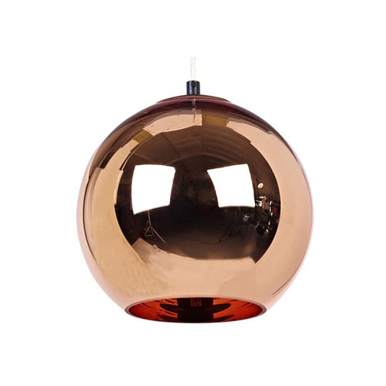 Suspension miroir boule chrome E27 luminaire globe moderne rouge cuivre