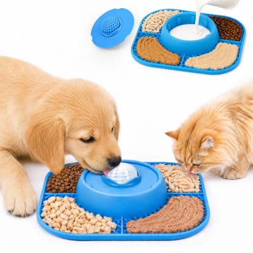 Image of 3-in-1 Slow Feeder Dog Bowl & Puppy Lick Mat & No‑Choke Rolling Ball