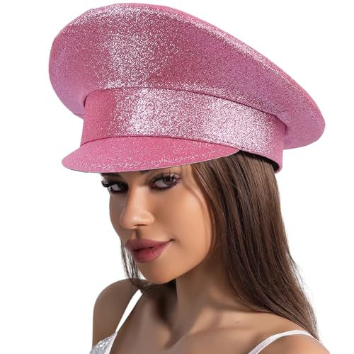 Pink Sequins Navy Hat for Girls Women Artist Military Hat Casual Captain Hat Sailor Cap Hat for Carnival, Medium2