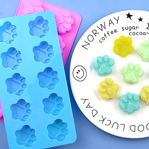Karjiaja 2 Pack Silikonformen Puppy Dog Paw Shaped, Silikonform Hundepfote Wiederverwendbare Bakeware Maker, Lebensmittelecht, Für Schokolade, Süßigkeiten, Gelee, Eiswürfel, Hundeleckerli