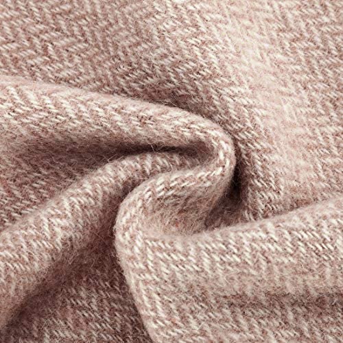 Spencer & Whitney MISE-3 Bed Blankets Wool Blanket Beige Herringbone Blanket Wool Throw Blanket Large Queen Wool Blankets thumb #3