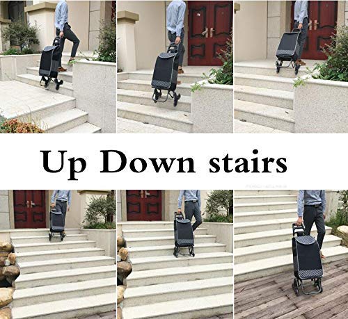 Faltbarer Einkaufswagen, geräuscharm, 3 Räder, Einkaufstrolley mit ausziehbarem Griff, Lebensmittelwagen, einfache… – Bild 8