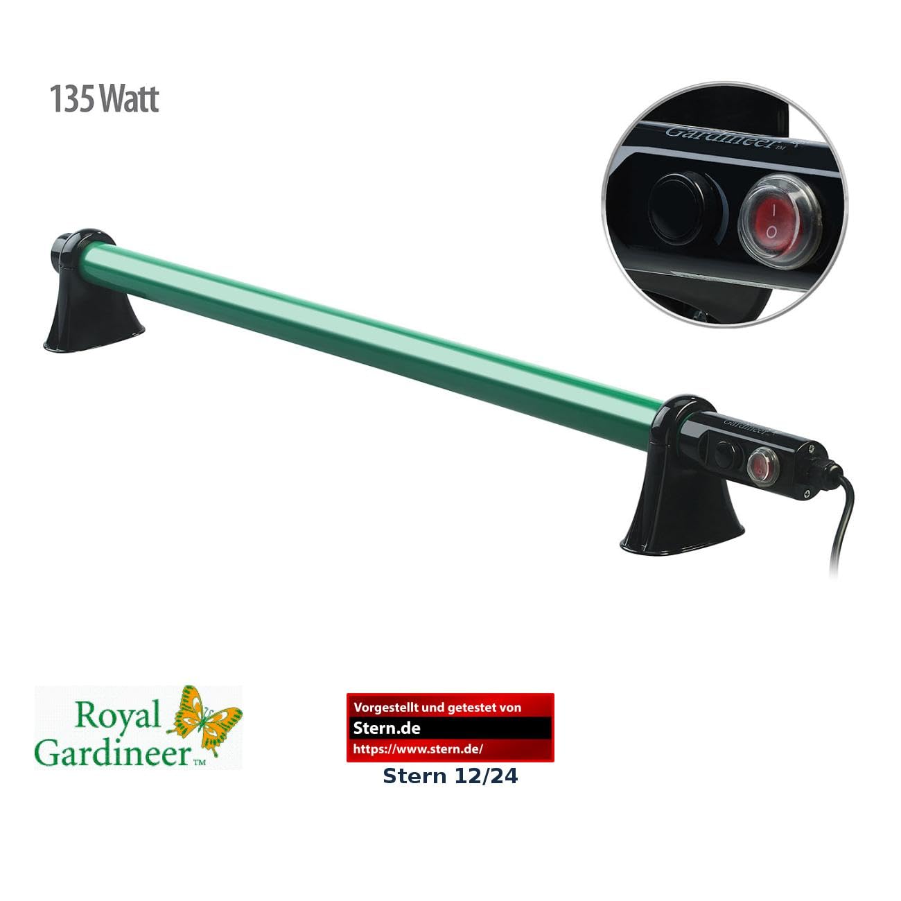 Radiateur électrique tubulaire pour serre de jardin - 135 W [Royal Gardineer]