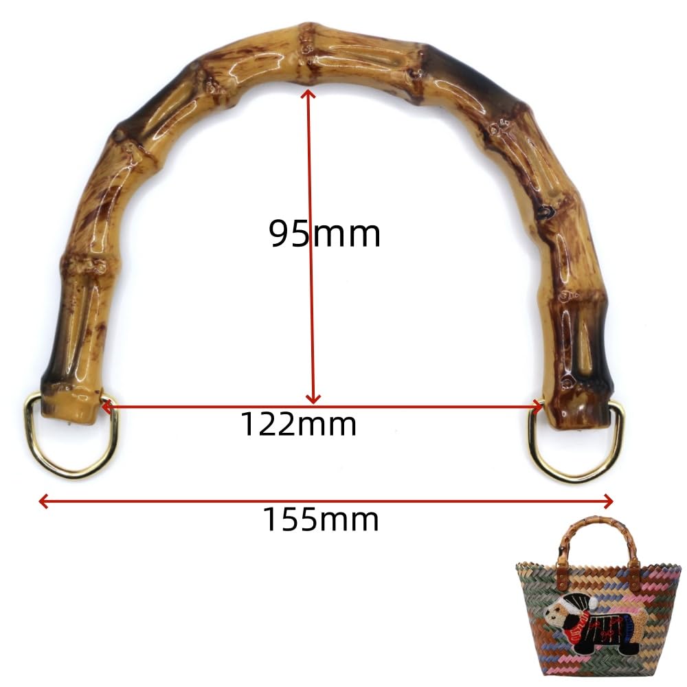 4 Piezas Asas de imitar bambú para Bolsos, en Forma de U, manijas de Repuesto con Hebilla en Forma de D, Accesorios DIY para fabricación de Bolsos y Crochet