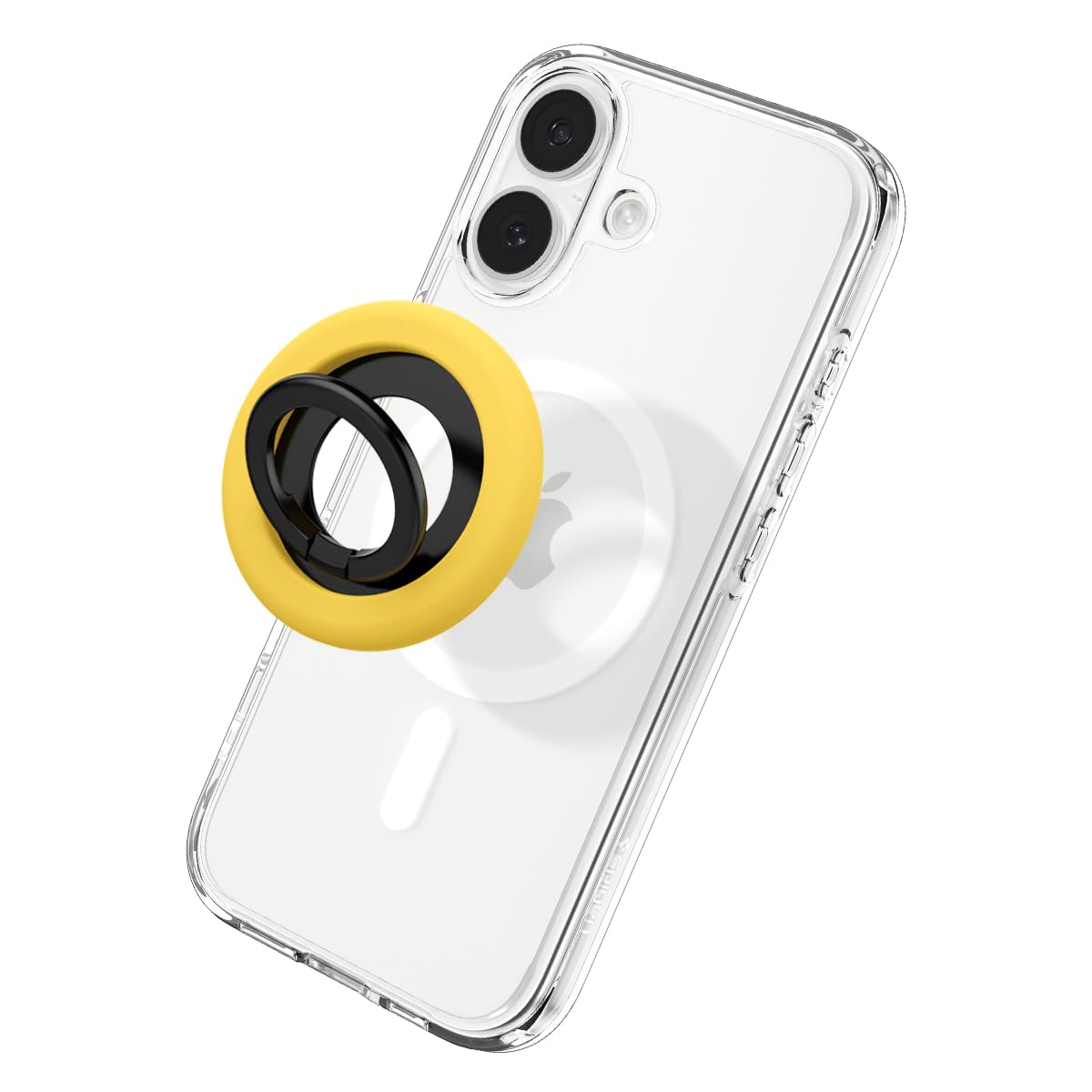 Spigen NanoPop MagFit Anello MagSafe per Telefono [Supporto a Cerniera Rotante] Compatibile con iPhone 17 17e 16 15 14 13 Pro e Cover MagSafe/Pixelsnap per Samsung S26 S25 Ultra, Pixel 10 10a - Giallo