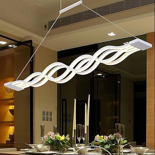 Lampe suspendue LED ondulée pour dîner chaleureux - Lustre de table à manger modulable - 2