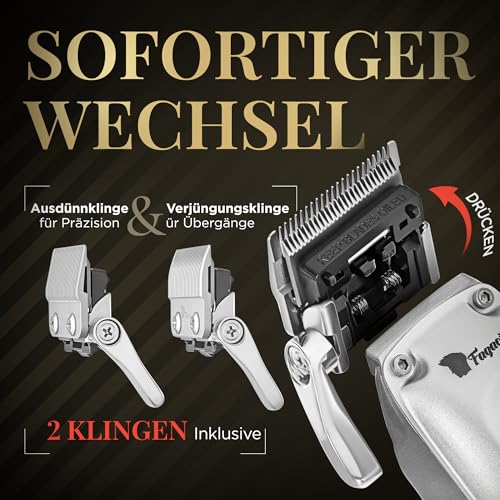 Fagaci Haarschneidemaschine Profi Mit Überlegene Präzision, 5-Fach Längere Schärfe Haarschneider Herren Akku Mit 2 Klingen: Fade & Taper, Professionelle Haarschneider Mit Bürstenloser Motor