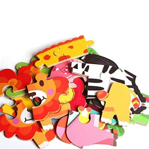 Image of Baybee Pack of 6 Wild Animal Wooden Jigsaw Puzzle | Puzzle Game for Kids 3 to 5 Years | Educational Learning Toy Set for Toddlers with Colorful Pieces & Safe Material