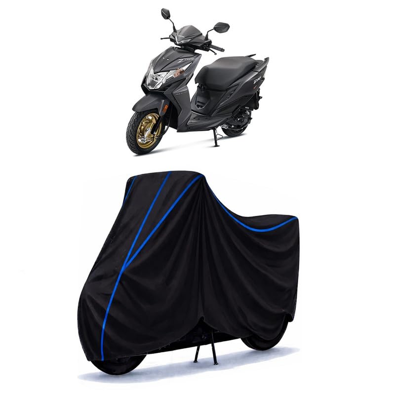 Image of Scooty Cover Water Resistant for Dio BS6 | Universal Scooter & Bike Cover | Heavy Duty UV Protection | Dust, Rain & Scratch Protection | Elastic Fit All Weather Indoor Outdoor | Black with Blue Piping
