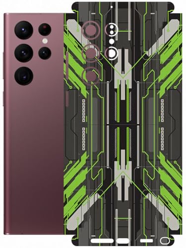 Image of AtOdds - Full Body Back Screen Guard Protector Film - Lamination Wrap Skin Sticker Compatible with Samsung Galaxy S22 Ultra | Scratchproof Matte Finish (Cyber Green)