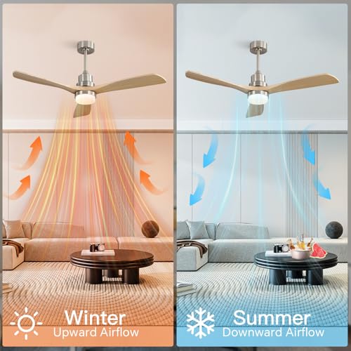 Image of Sofucor Smart Ceiling Fan, 52 inch Low Profile Ceiling Fans with Lights and Remote, Compatible with Alexa /Google /App, 3-Color Light 6-Speed DC Motor Reversible Timer for Bedroom Living Room Patio Outdoor