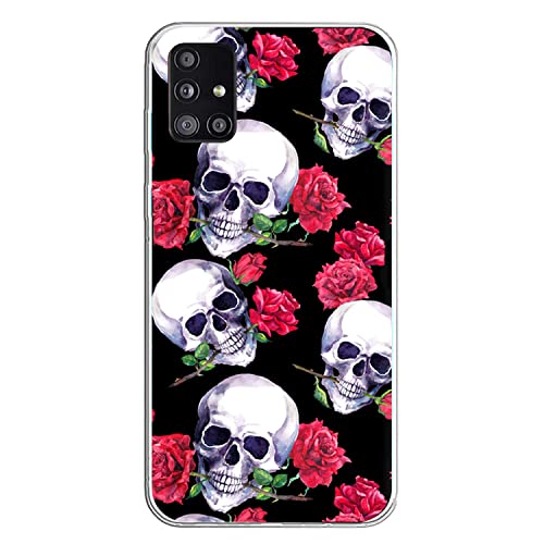 Custodia per cellulare per Halloween compatibile con Samsung Galaxy A71 5G trasparente resistente agli urti in morbido antigraffio Bumper ultra sottile motivo floreale silicone tpu