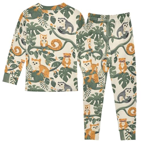 Pajama Sets Long Sleeve Cute Animals on Tree Branches Soft Comfy Sleepwear 2 Piece PJS 3-8T3