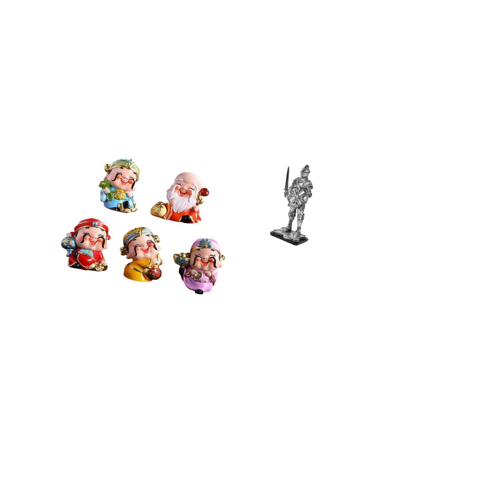 BNF®Fortune Knight Resin Sculpture Creative Tabletop Ornament Wealthy God Figurine Vintage Statue for Bedroom Office Desk Bookshelf Entryway Housewarming Décor