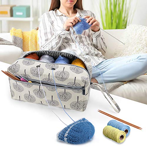 Luxja Yarn Storage Bag, Carrying Knitting Bag For Yarn Skeins, Crochet Hooks, Knitting Needles (Up To 10 Inches) And Other Small Accessories (Large, Trees) #TOP7