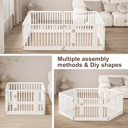 Gupamiga Welpenlaufstall, Hundelaufstall faltbar mit Tür, welpenauslauf für Wohnung, Fest und Glatt, Einfache Installation, Weiß (89 x 89)