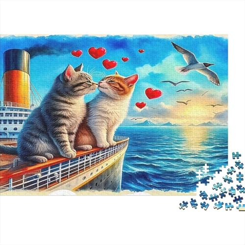 Puzzle de 1000 piezas para relajación con diseño de gatos en el salón