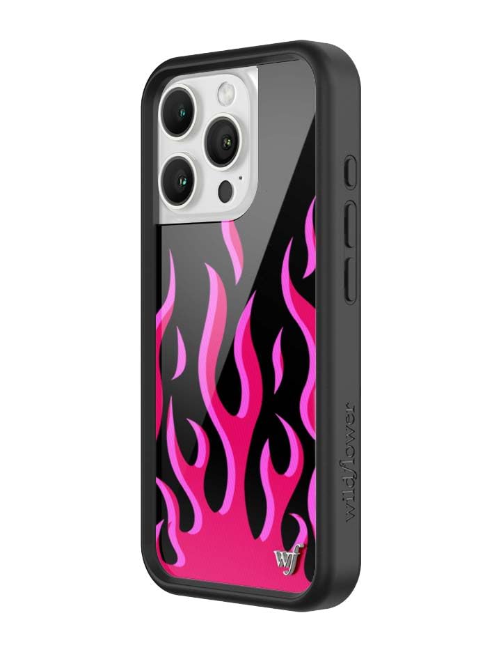 Image of Wildflower Cases - iPhone 16 Pro Compatible - Flames Black and Red | Impact-Certified 6.5 ft Drop Protection Case, Raised Protective Bumper, Cute Aesthetic Design, Women-Owned Small Business