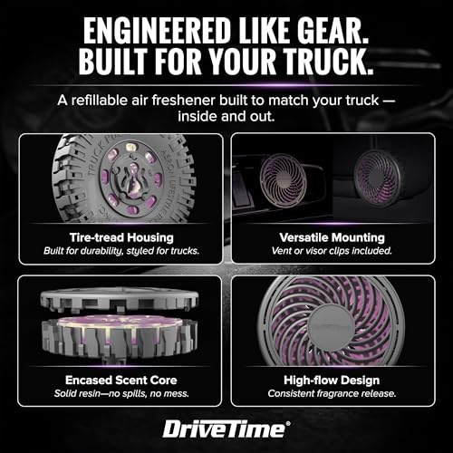 Image of Drive Time Truck Puck Thai Orchid Fragrancee Car Air Freshener - Long-Lasting Car Deodorizer, Refillable Vent & Visor Clip Auto Air Freshener for Car, Truck & SUV, Premium Fragrance, Pack of 3