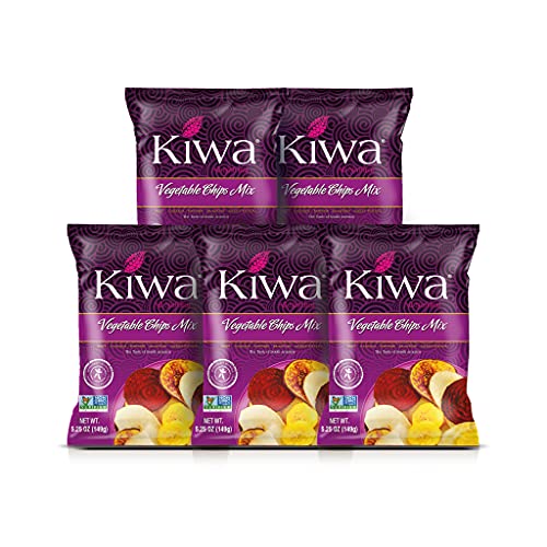 Kiwa Veggie Chips – Vegetable Chip Mix Of Cassava, Plantain, Beet, Sweet Potato, Parsnip (5 Pack Of 5.25Oz Individual Bags) Gluten Free, Non-Gmo, Kosher, Vegan Snack #TOP9
