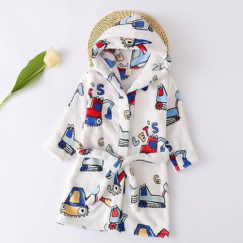 Toddler Boys Girls Cosmic Cow Pattern 𝐑obes Winter Hooded Warm Flannel Fleece Bath𝗿obe Soft 𝐏ajamas4
